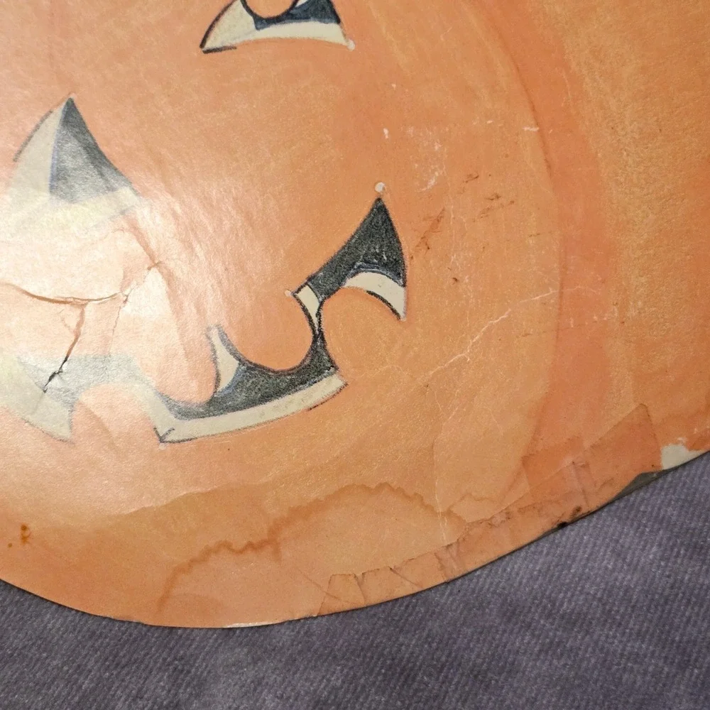 Vintage‎ Black Cat In Pumpkin Cardboard Die Cut Decoration Halloween